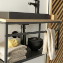 Meuble lave-mains en Bois et Métal avec vasque Noire WILL Meuble lave-mains en Bois et Métal avec vasque Noire WILL