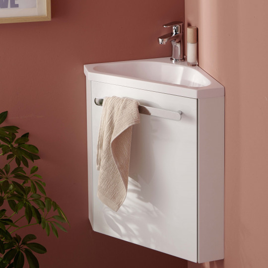 Petit meuble WC : Lave main Uno Court Glam blanc