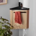 Lave-mains d'angle SKINO décor chêne avec vasque résine et robinet noir