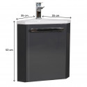 Lave-mains SKINO Gris Anthracite + Robinet Noir