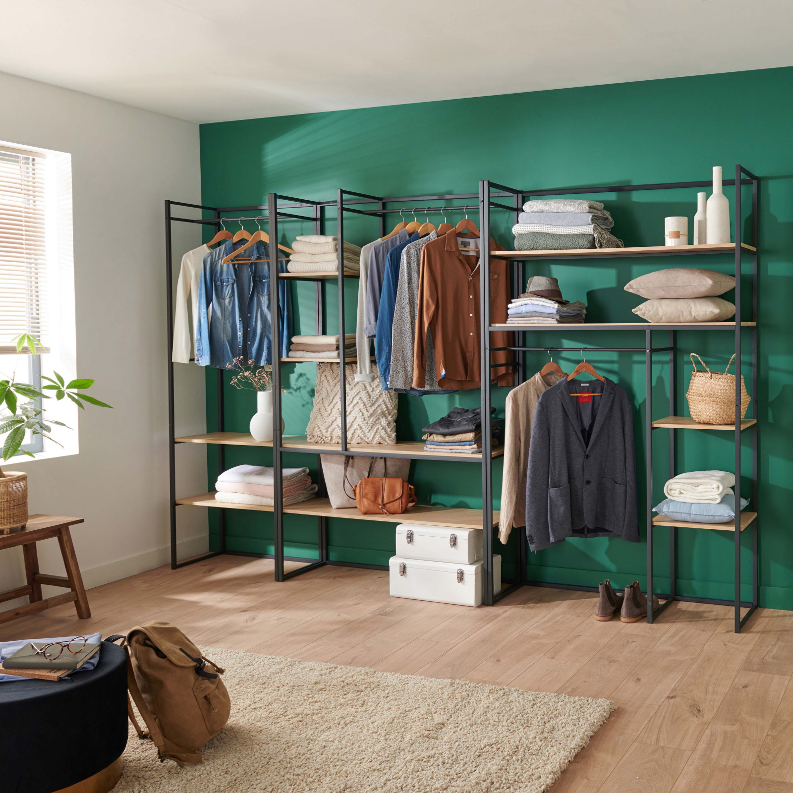 Portants vêtements bois et métal L310 x H200 cm ASHTON - Lot de 3