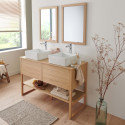 Meuble de salle de bain 120 cm avec vasques blanches carrées ATOLL