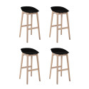 Tabourets de Bar Îlot Central H75cm Bois et noir RIVA | Lot de 4