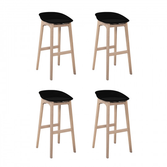 Tabourets de bar bois et blanc h75cm RIVA