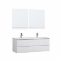 Ensemble meuble double vasque blanc 120cm + plan double vasque + 2 miroirs