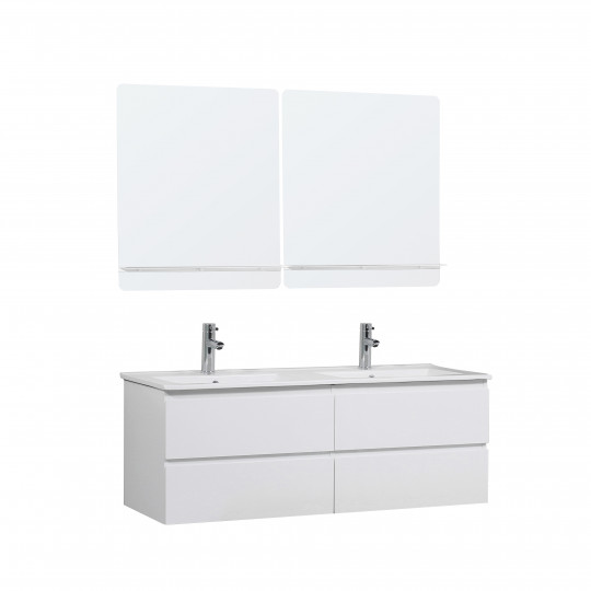 ENSEMBLE SDB SORRENTO 120CM BLANC LAQUE + MIR BLC SORRENTO X2