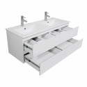 Ensemble meuble double vasque blanc 120cm + plan double vasque + 2 miroirs