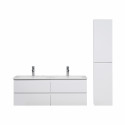 ENSEMBLE MSDB SORRENTO 120CM BLANC LAQUEE + COLONNE BLANC LAQUE