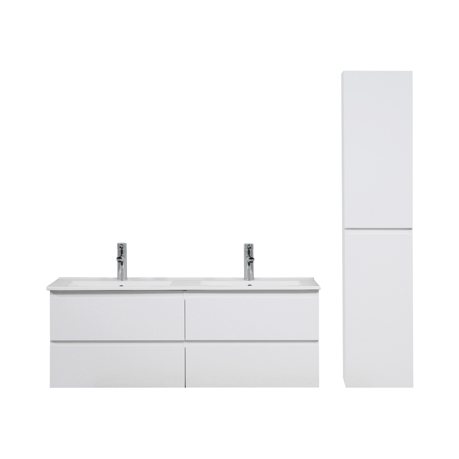 Ensemble meuble double vasque blanc 120cm + vasque + colonne