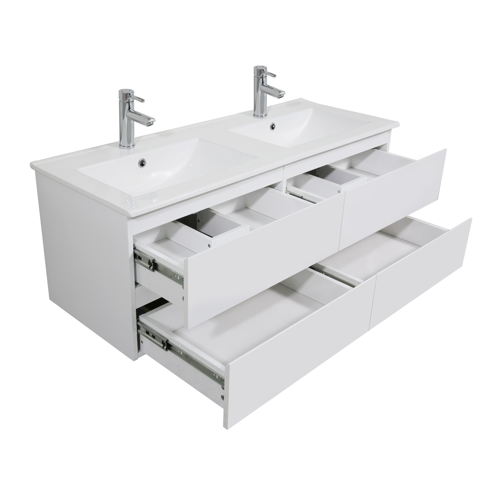 Ensemble meuble double vasque blanc 120cm + vasque + colonne