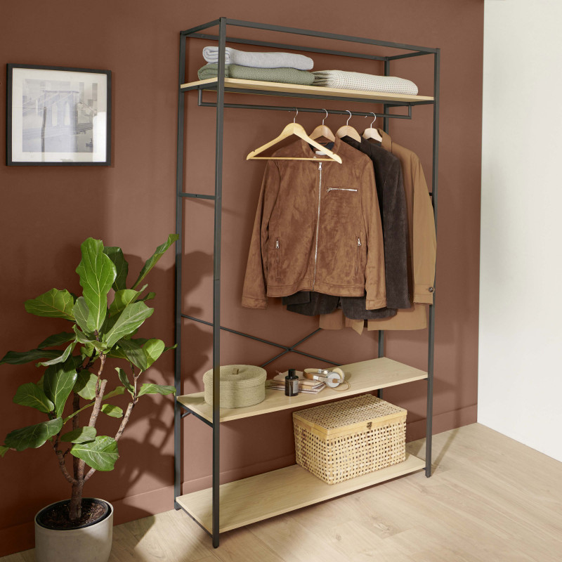 Portant vêtements bois et métal L110 x H200cm JUNE