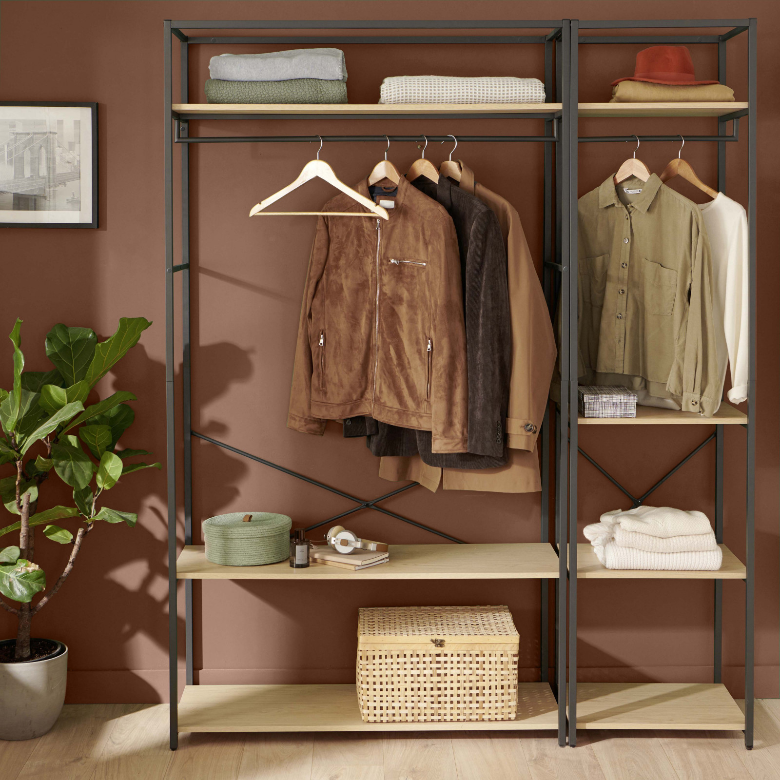 Portants Vêtements en Bois et Métal - Lot de 2 - JUNE