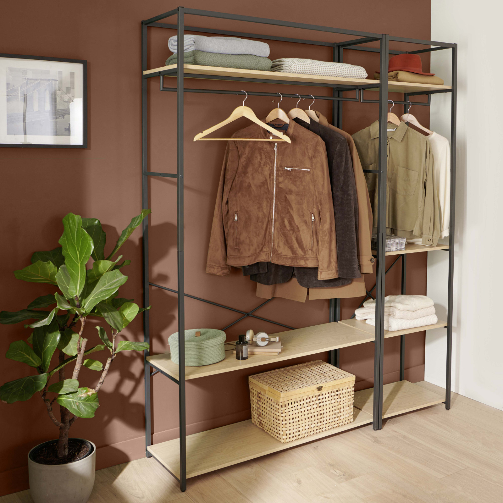 Portants Vêtements en Bois et Métal - Lot de 2 - JUNE