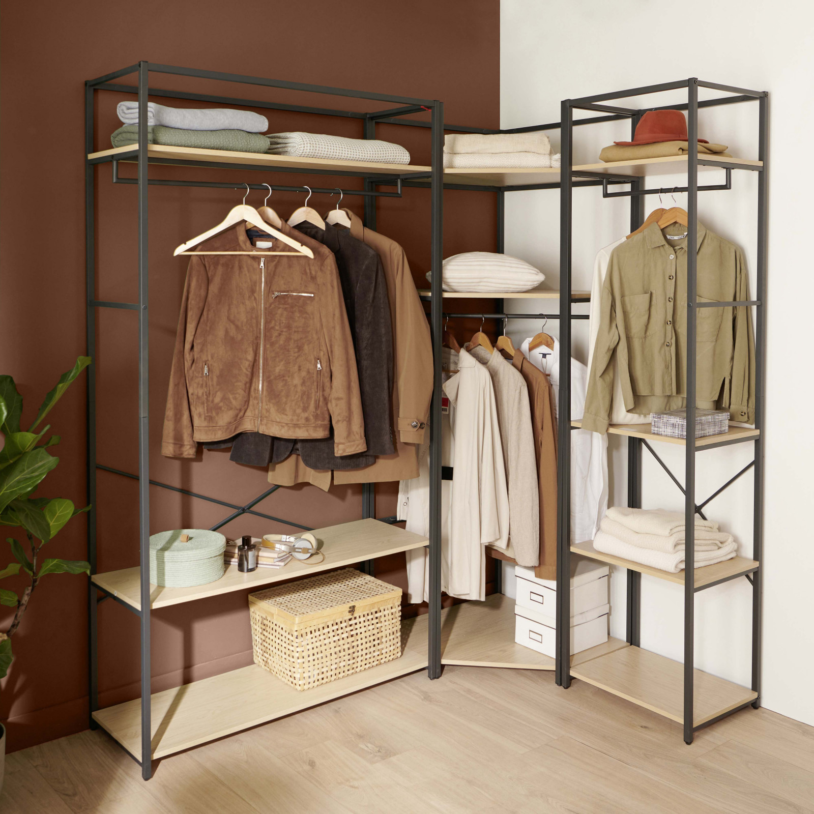 Portants Vêtements en Bois et Métal - Lot de 3 - JUNE