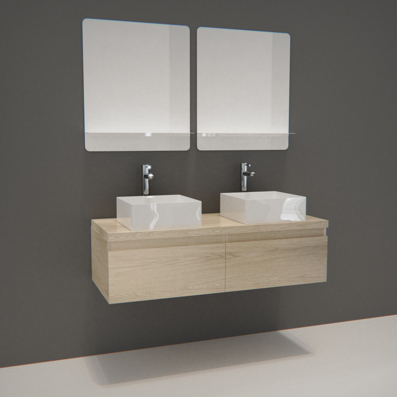 Meuble de salle de bain 2 vasques et 2 miroirs WILL