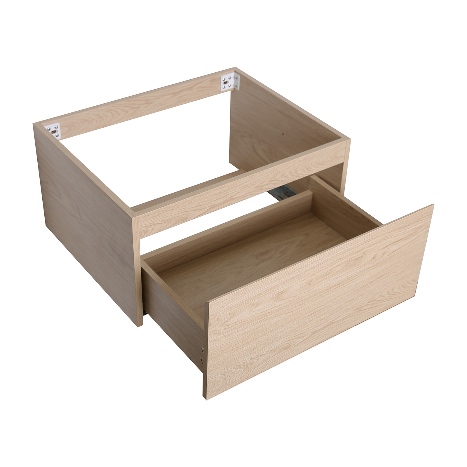 Meuble de salle de bain bois et métal avec vasque noire et miroir WILL