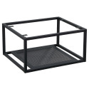 Meuble de salle de bain bois et métal avec vasque noire et miroir WILL