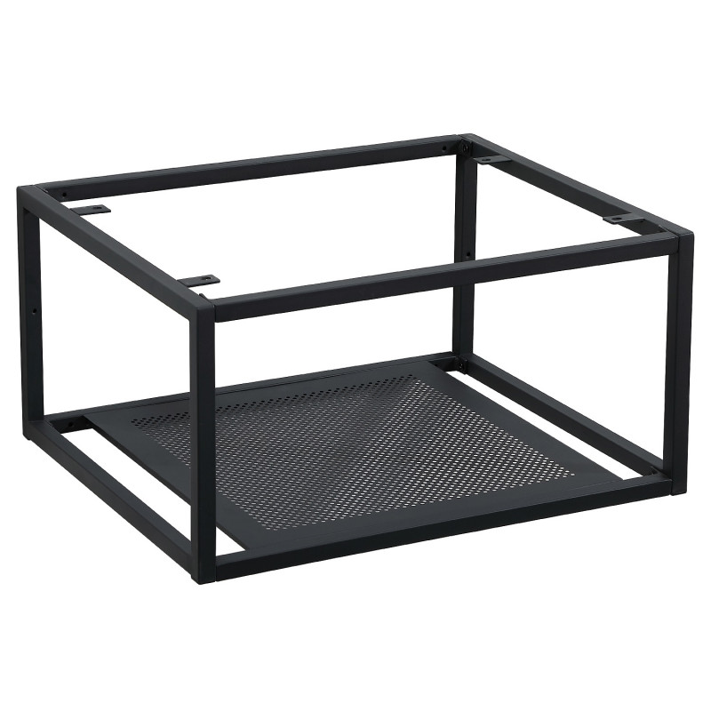 Meuble de salle de bain bois et métal avec vasque noire et miroir WILL