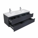 Ensemble meuble double vasque gris anthracite 120cm + vasque + 2 miroirs + 2 robinets + colonne