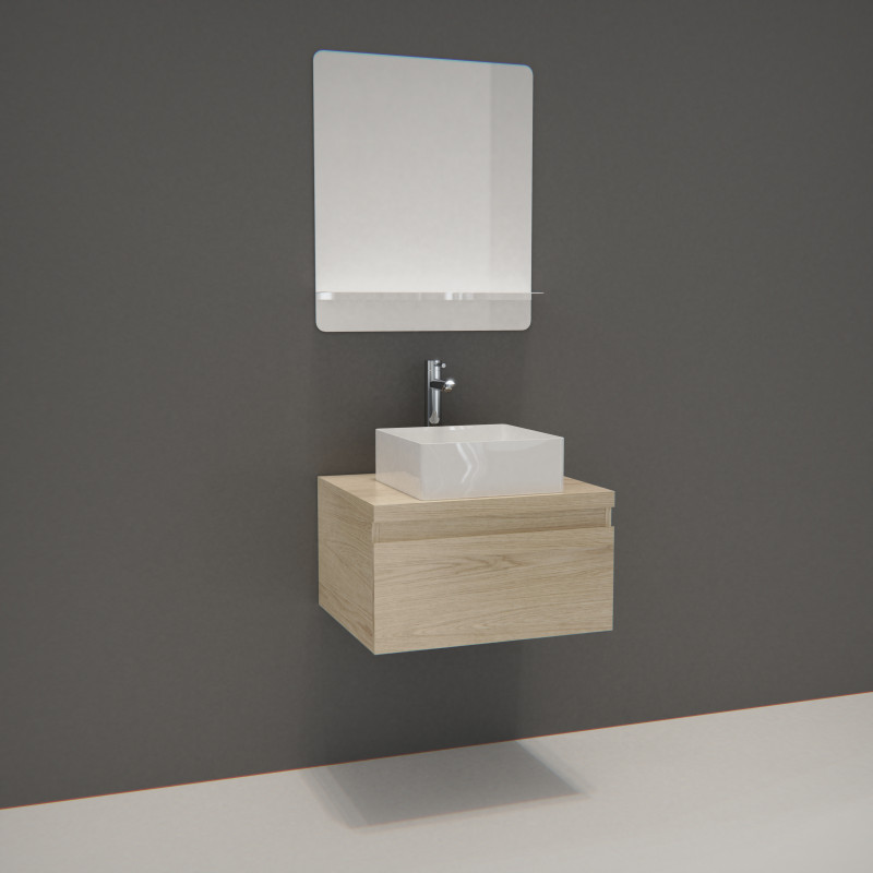 meuble bas salle de bain décor chêne