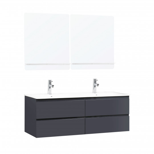 ENSEMBLE SDB SORRENTO 120CM GRIS ANTHRACITE + MIR BLC SORRENTO X2