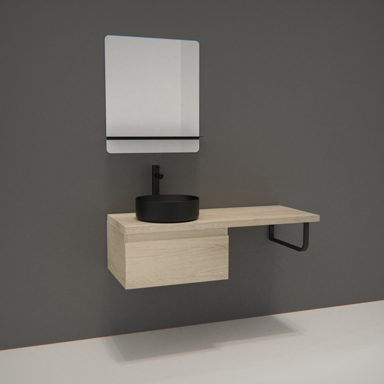 Meuble de salle de bain suspendu avec vasque et miroir WILL