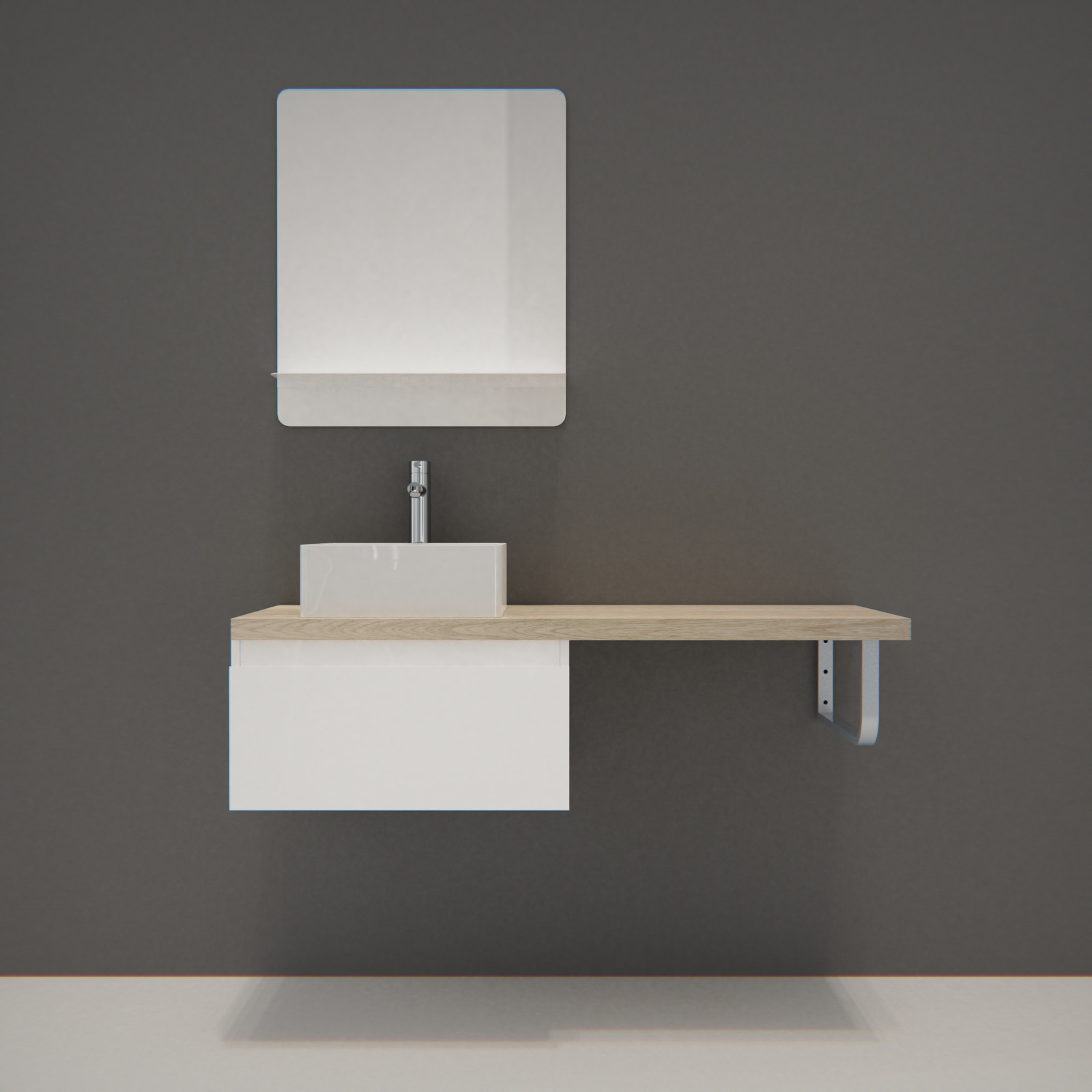 Meuble de salle de bain suspendu avec vasque et miroir WILL