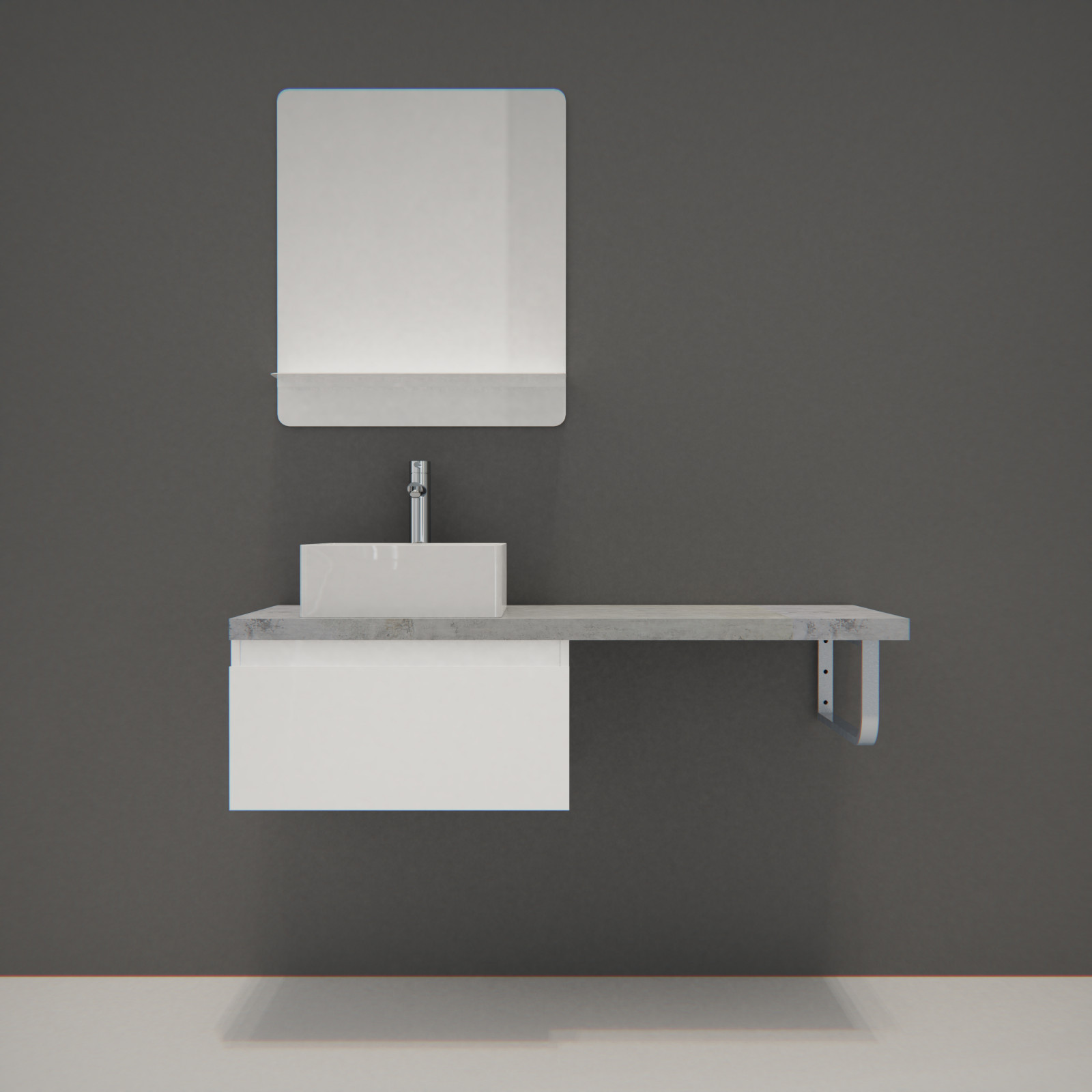 Meuble de salle de bain suspendu avec vasque et miroir WILL