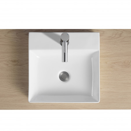 Vasque carrée à poser en céramique blanche 40 cm NELYO
