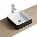 Vasque carrée à poser en céramique bicolore 36 cm FINE