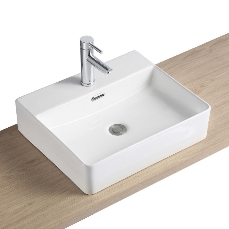 Vasque rectangulaire à poser en céramique blanche 50 x 42 cm WISSANT