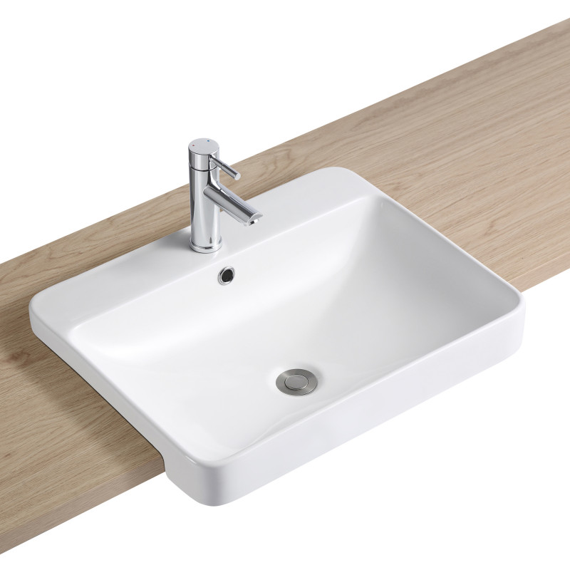 Vasque rectangulaire à encastrer en céramique blanche 59 x 47 cm MIRY
