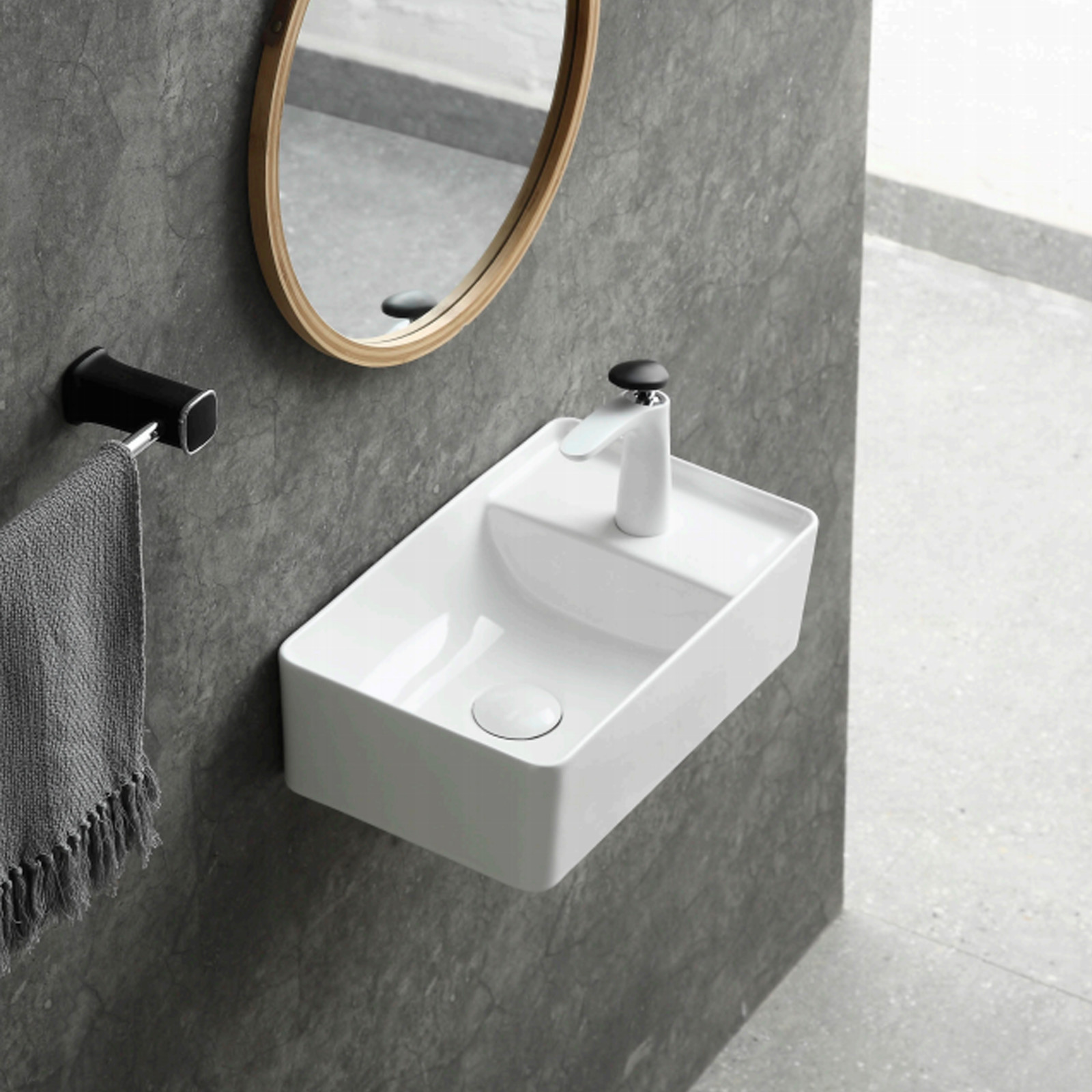 Vasque rectangulaire à poser en céramique blanche 43 x 26.5 cm PYKA