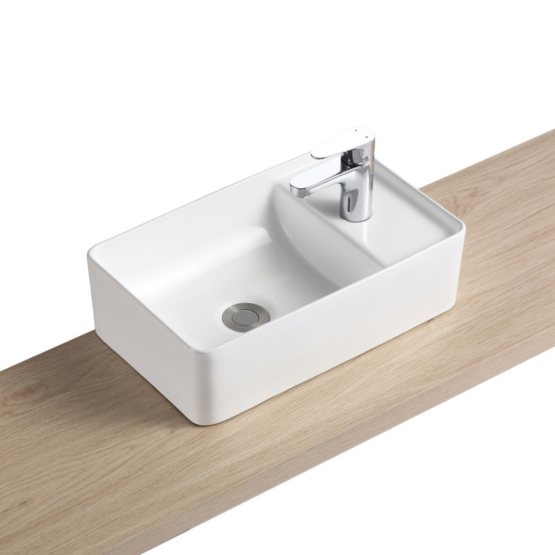 Vasque rectangulaire à poser en céramique blanche 43 x 26.5 cm PYKA