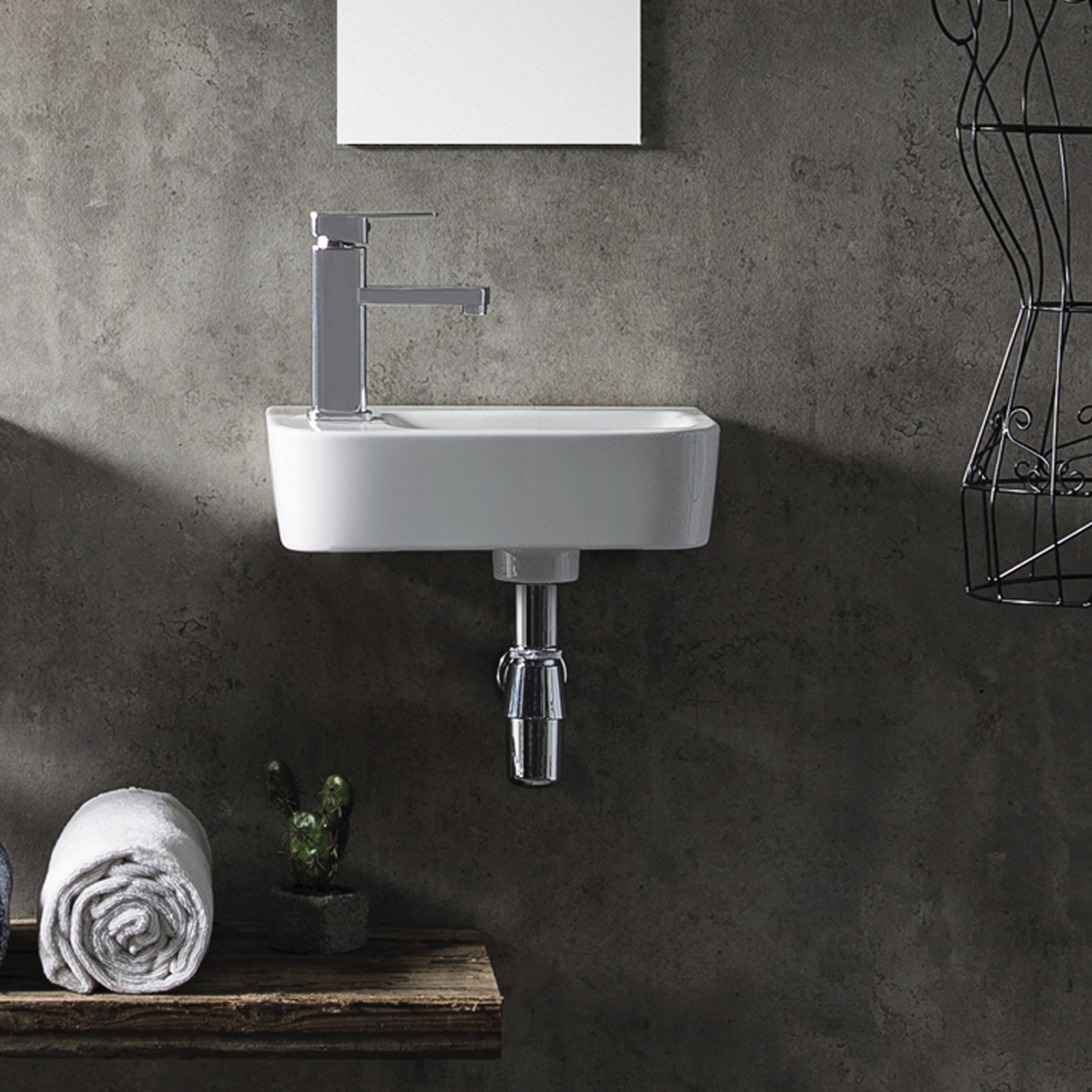 Vasque rectangulaire à poser en céramique blanche 43 x 26.5 cm STEF