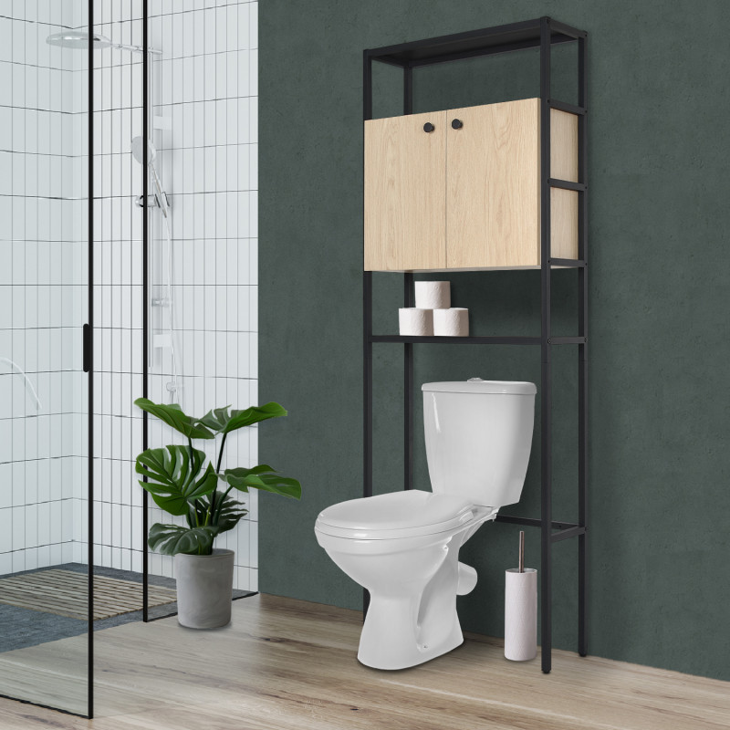 Etagère WC 2 portes bois/métal Timeo