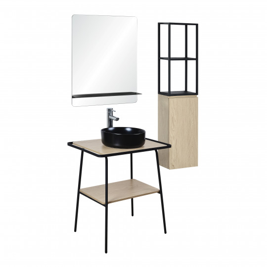 Meuble de salle de bain 70 cm LANKA avec colonne, miroir et vasque