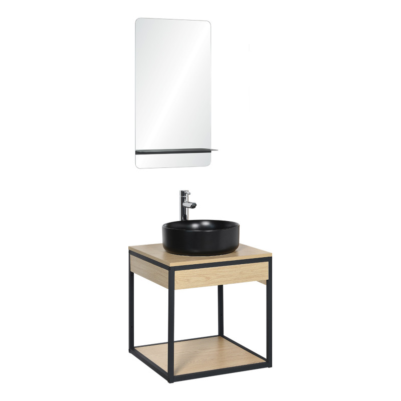 Meuble de salle de bain 50 cm NOTTO avec miroir et vasque