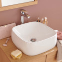 Vasque carrée à poser en céramique blanche 39 cm INU