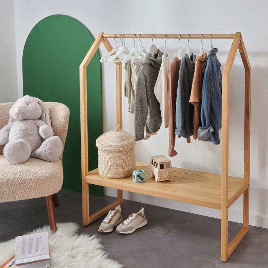 Portant vêtements enfant bois L100 x H125 cm HOMY
