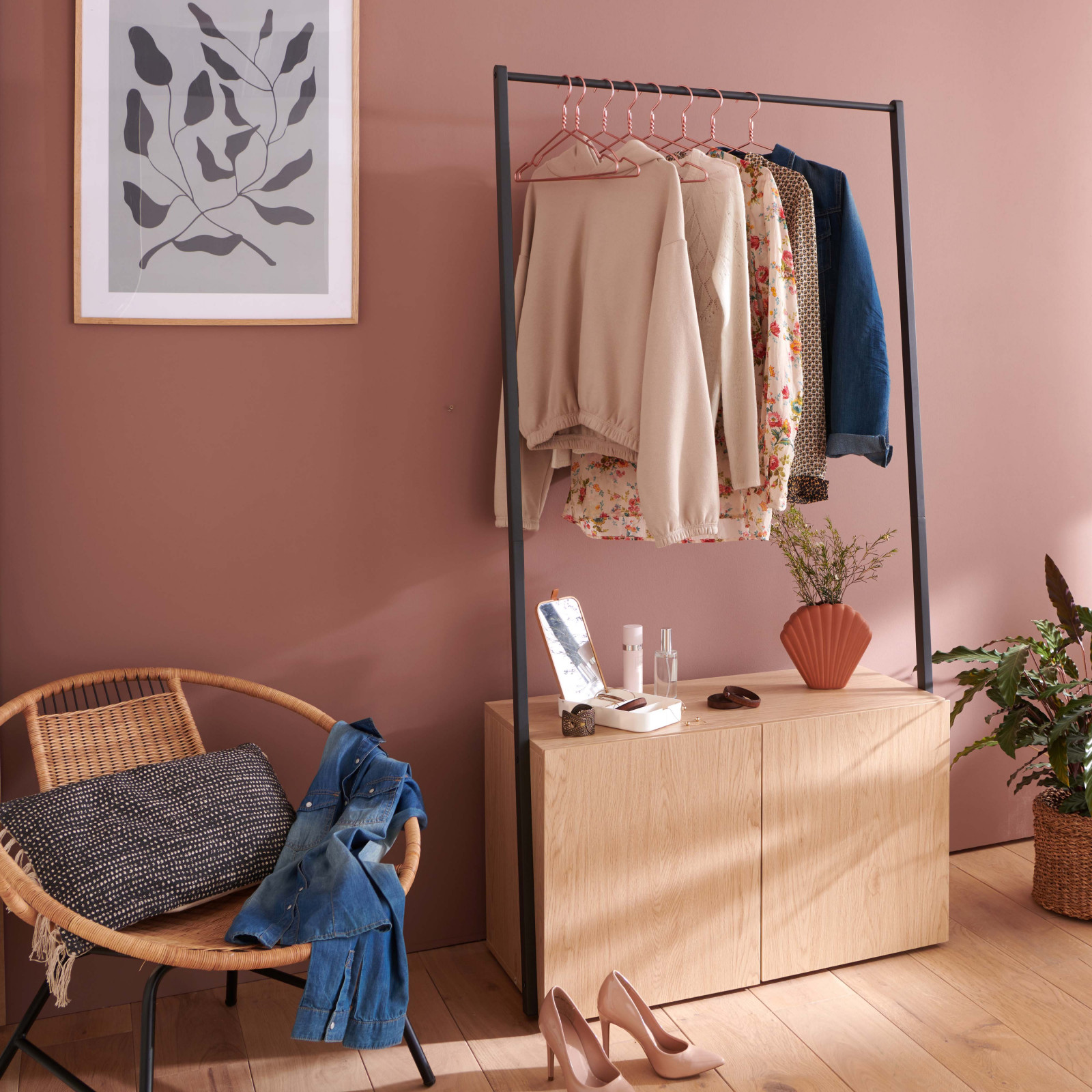 Portant vêtements bois et métal L90 x H175 cm ALTA Portant vêtements bois et métal L90 x H175 cm ALTA