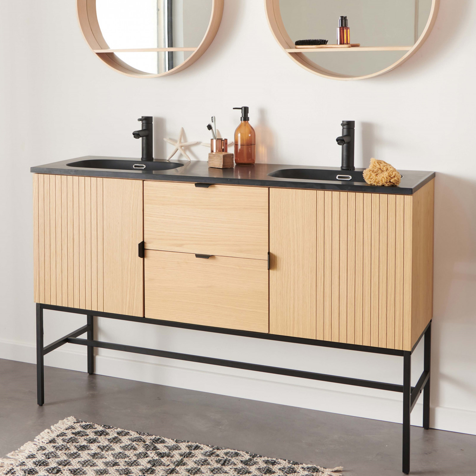 Meuble de salle de bain 140 cm à pieds STUDIO avec vasque