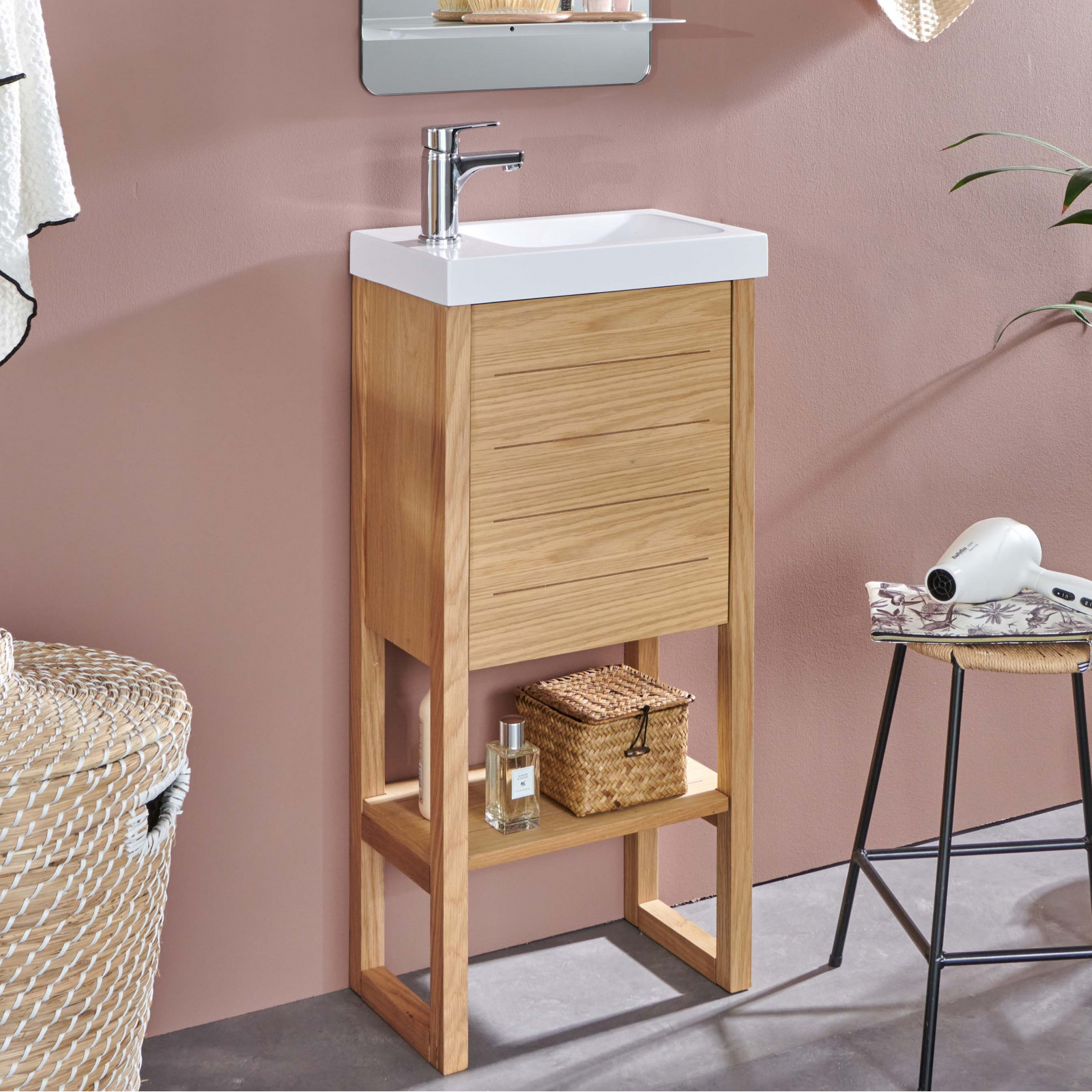 Meuble lave-mains vasque blanche ATOLL