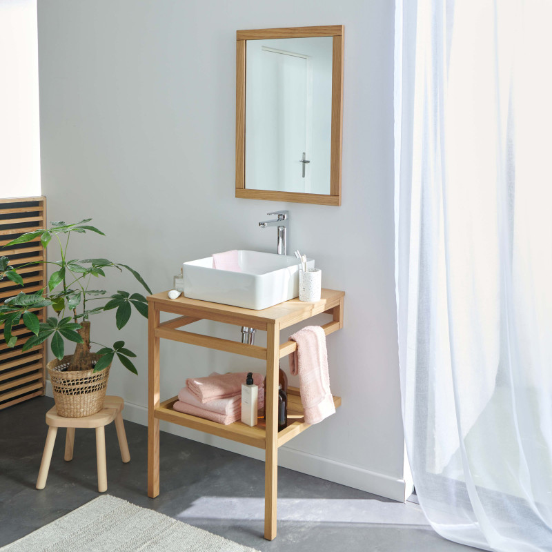 Meuble de salle de bain 60 cm HOPP avec miroir et vasque carrée COMA