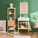 Meuble de salle de bain 60 cm HOPP avec colonne, miroir et vasque rectangulaire ANDY