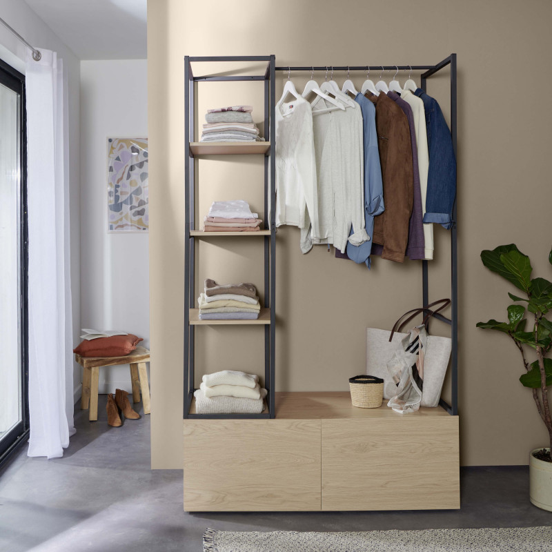 Portant vêtements bois et métal L120 x H200 cm KLEID