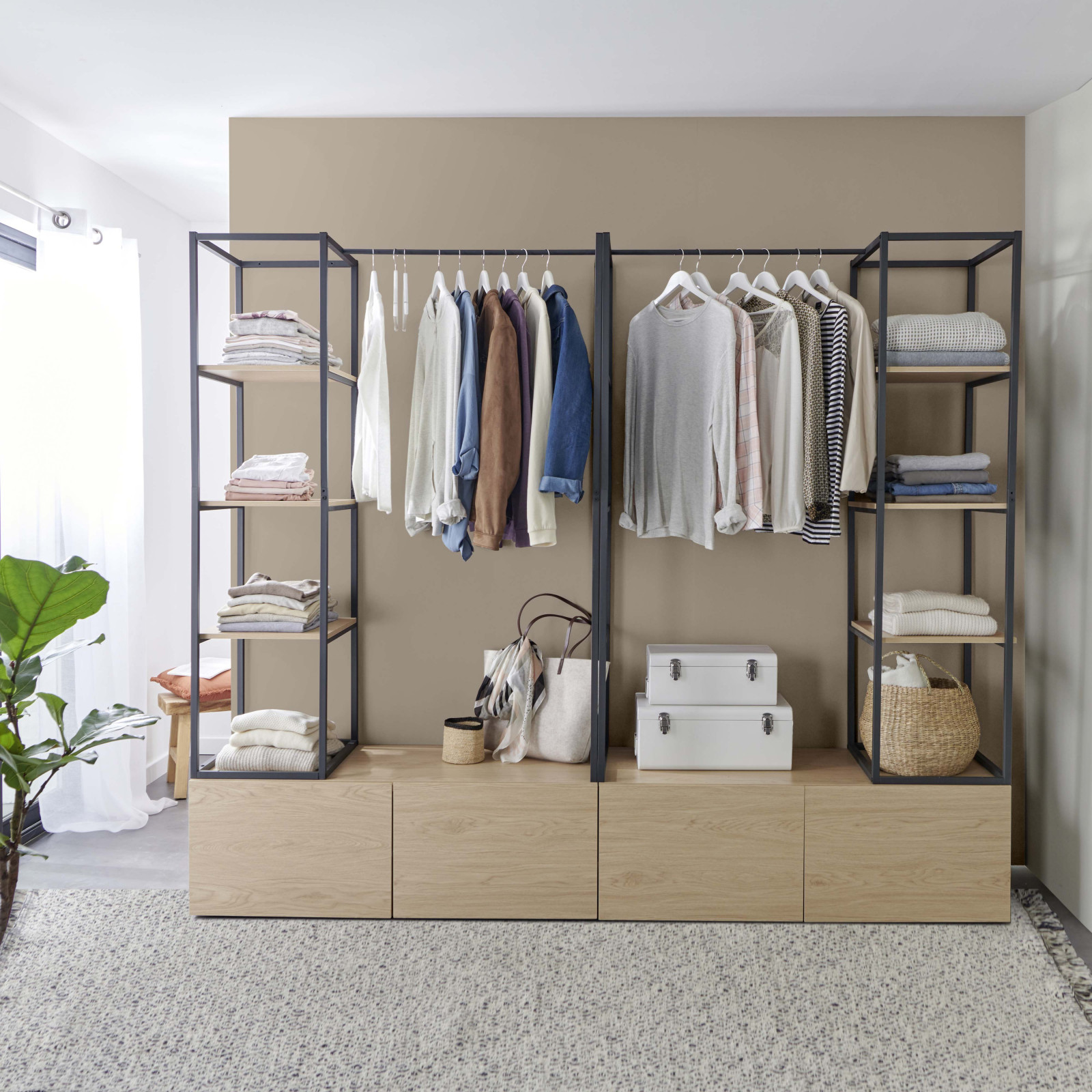 Portant vêtements bois et métal L240 x H200 cm KLEID - Lot de 2