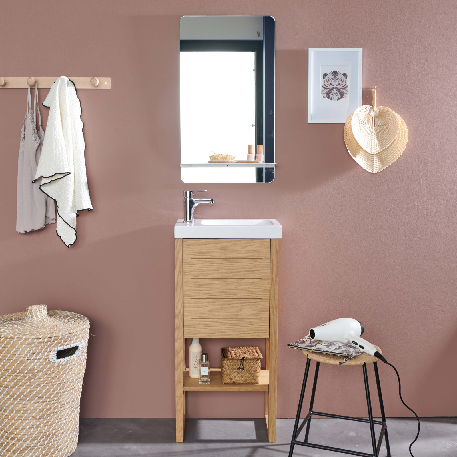 Meuble lave-mains vasque blanche ATOLL avec miroir Meuble lave-mains vasque blanche ATOLL avec miroir