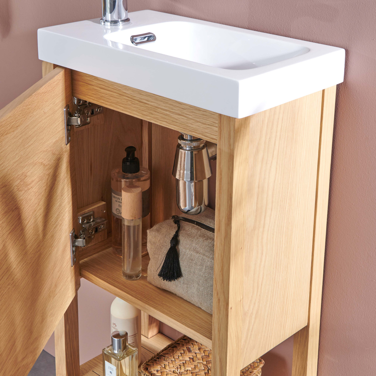 Meuble lave-mains vasque blanche ATOLL avec miroir Meuble lave-mains vasque blanche ATOLL avec miroir