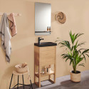 Meuble lave-mains vasque noire ATOLL avec miroir